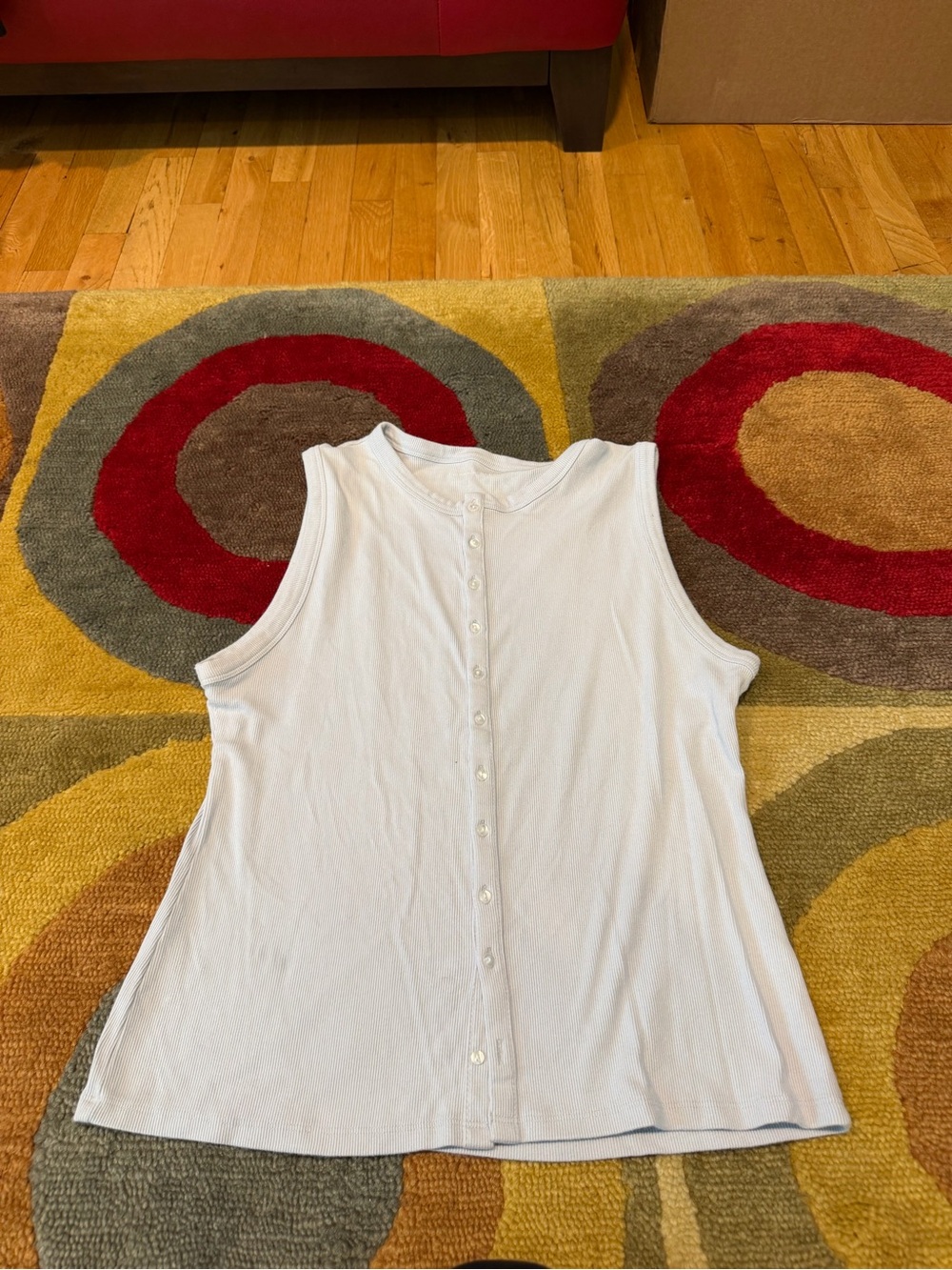 Abercrombie & Fitch Light Blue Ribbed Button Up Basic Tank Top Women’s Size XL